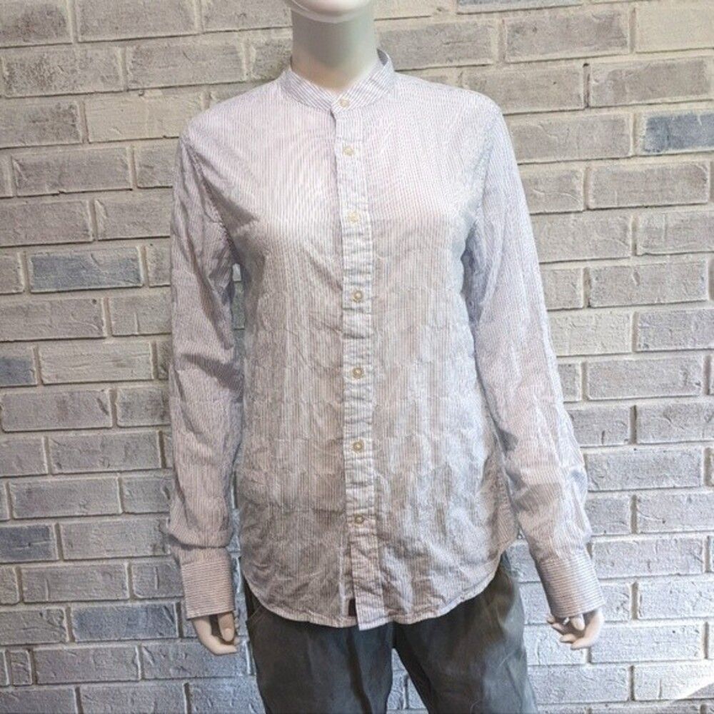Banana Republic button down shirt lightweight cotton‎ blue white pin stripe sz S